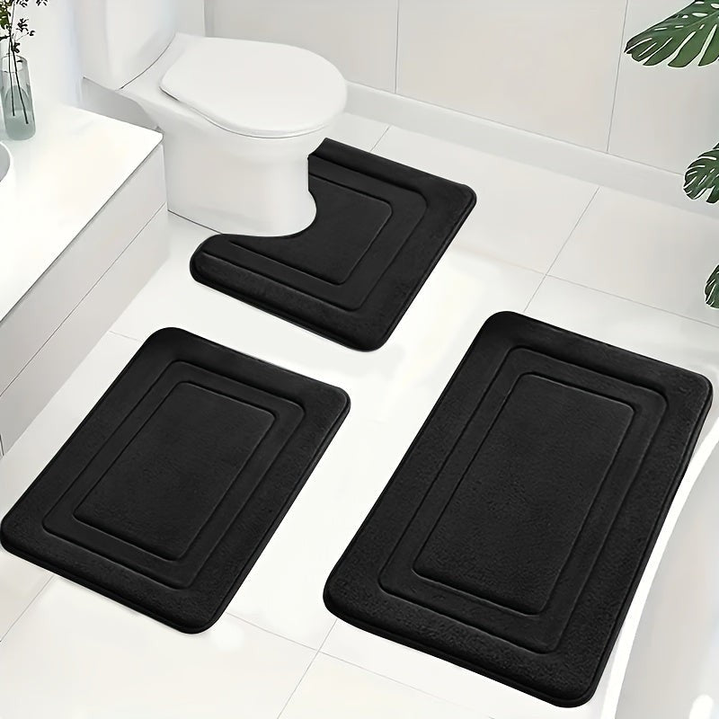 Bath Mat Set - U-Shaped Toilet Mat with Rectangular Mats