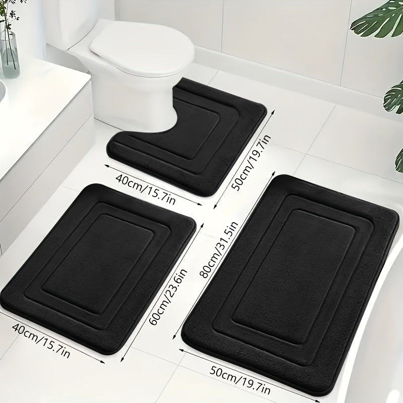 Bath Mat Set - U-Shaped Toilet Mat with Rectangular Mats