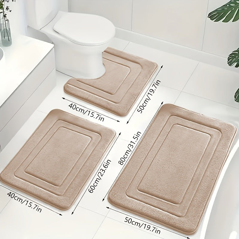 Bath Mat Set - U-Shaped Toilet Mat with Rectangular Mats