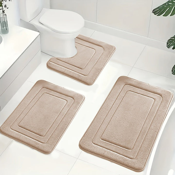 Bath Mat Set - U-Shaped Toilet Mat with Rectangular Mats