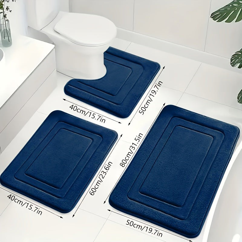 Bath Mat Set - U-Shaped Toilet Mat with Rectangular Mats