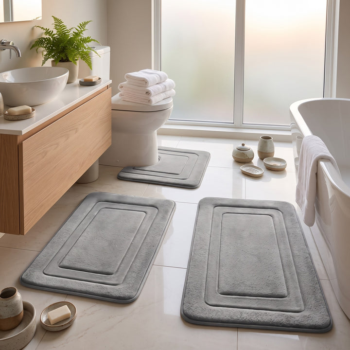 Bath Mat Set - U-Shaped Toilet Mat with Rectangular Mats