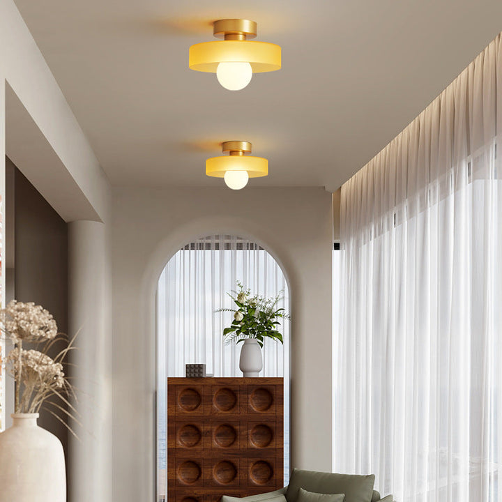 Bauhaus Glass Ceiling Light | Colourful Round LED Flush Light