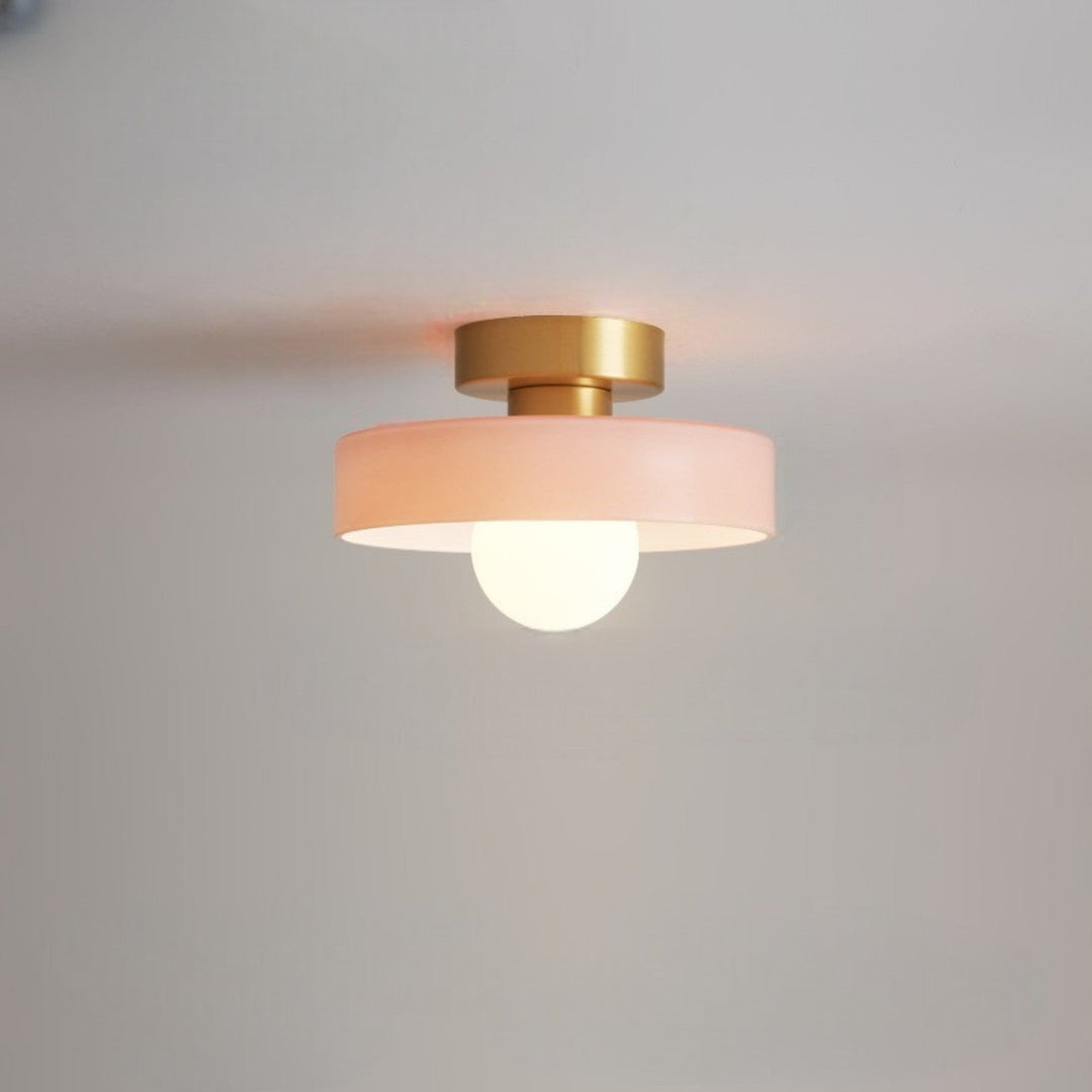 Bauhaus Glass Ceiling Light in Gold/Pink