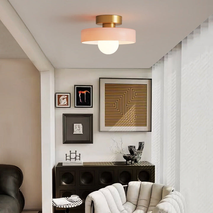 Bauhaus Glass Ceiling Light | Colourful Round LED Flush Light