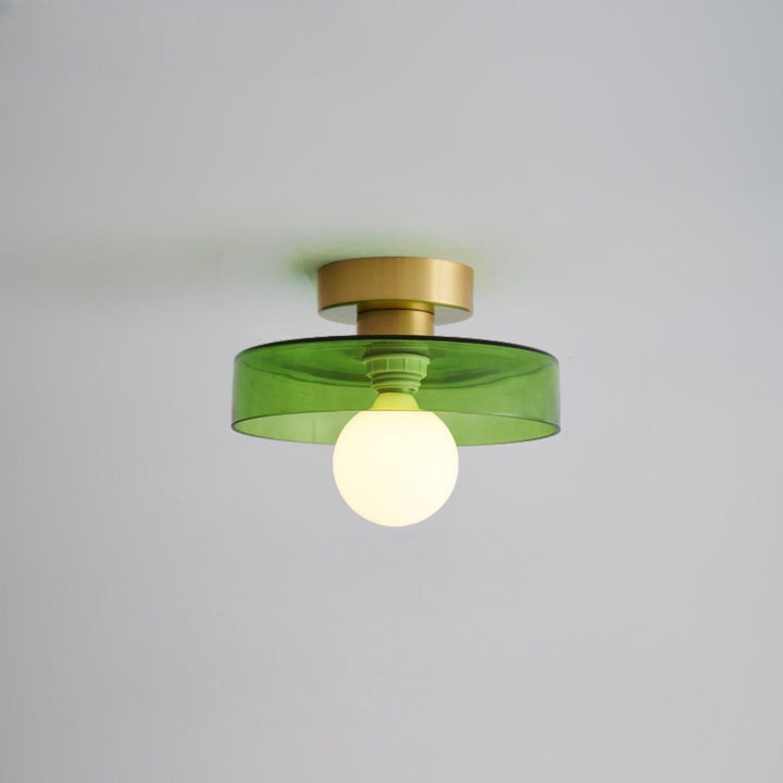Bauhaus Glass Ceiling Light in Gold/Green