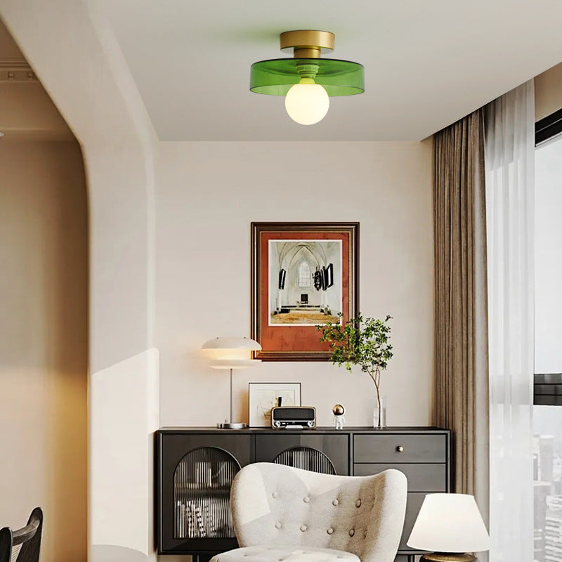 Bauhaus Glass Ceiling Light | Colourful Round LED Flush Light