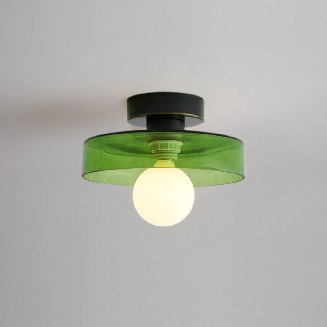 Bauhaus Glass Ceiling Light in Black/Green