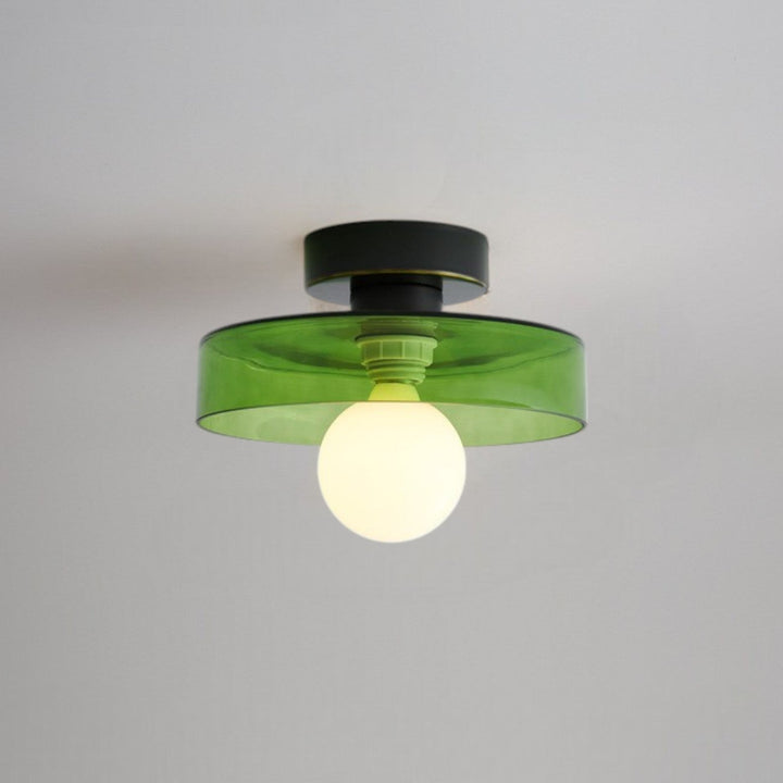 Bauhaus Glass Ceiling Light in Black/Green