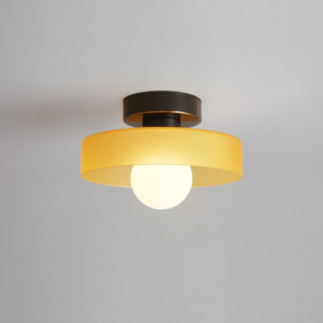 Bauhaus Glass Ceiling Light in Black/Orange