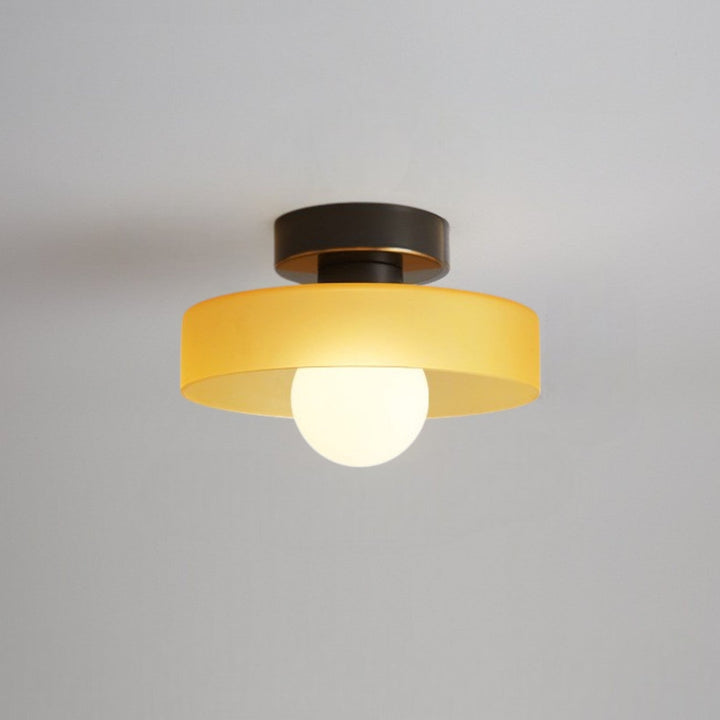 Bauhaus Glass Ceiling Light in Black/Orange