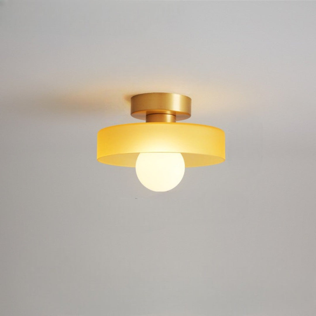 Bauhaus Glass Ceiling Light in Gold/Orange