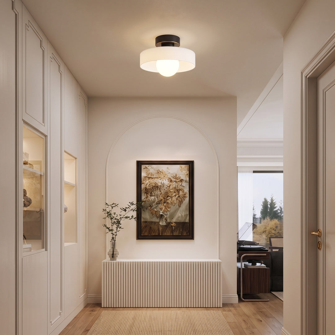 Bauhaus Glass Ceiling Light styled in a home interior
