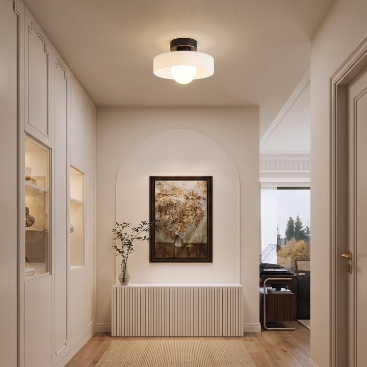 Bauhaus Glass Ceiling Light styled in a home interior