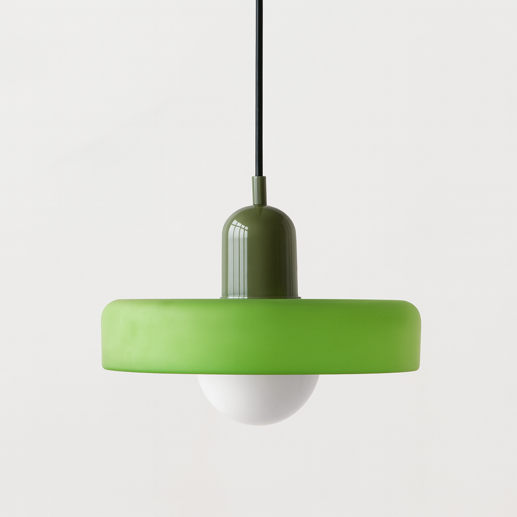 Bauhaus Ring Shade Pendant Light – Glass Colour: Green (Matt), Body Colour: Green