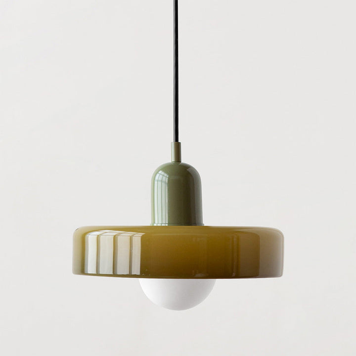 Bauhaus Ring Shade Pendant Light – Glass Colour: Army Green, Body Colour: Green