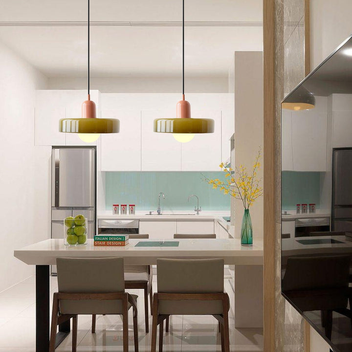 Bauhaus Ring Shade Pendant Light | Colourful Glass Kitchen Pendant