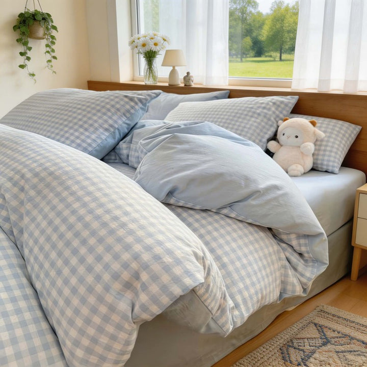 Bedding Set - Double-Sided Gingham