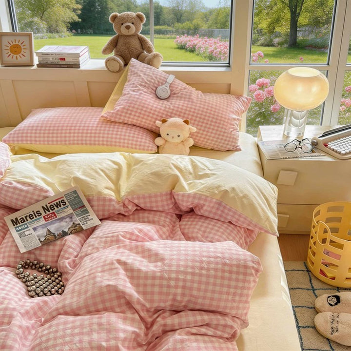 Bedding Set - Double-Sided Gingham