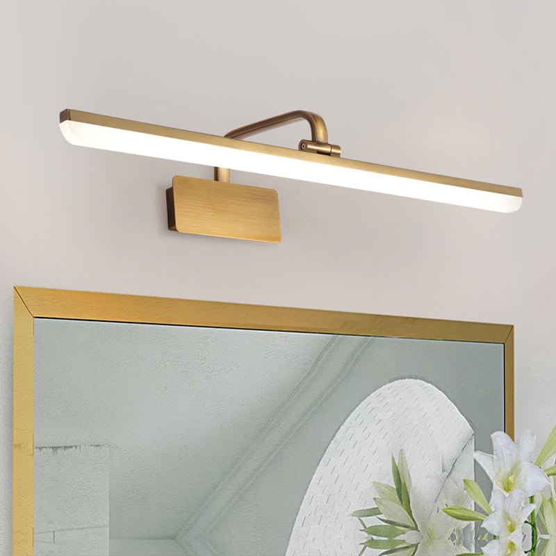 Brushed Brass LED Wall Light | Modern Linear Mirror Light