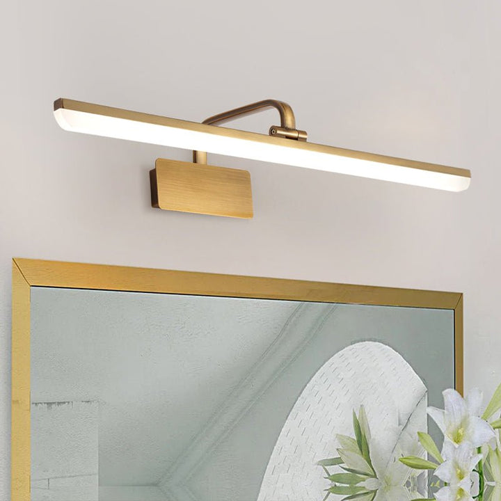 Brushed Brass LED Wall Light | Modern Linear Mirror Light