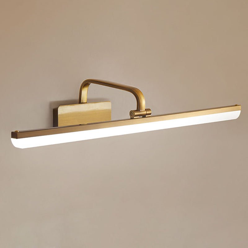 Brushed Brass LED Wall Light | Modern Linear Mirror Light