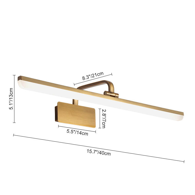 Brushed Brass LED Wall Light | Modern Linear Mirror Light