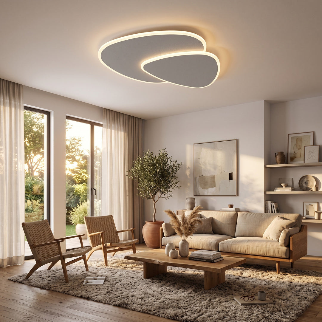 Ceiling Light - Geometric Flush Mount with Indirect LED Lighting