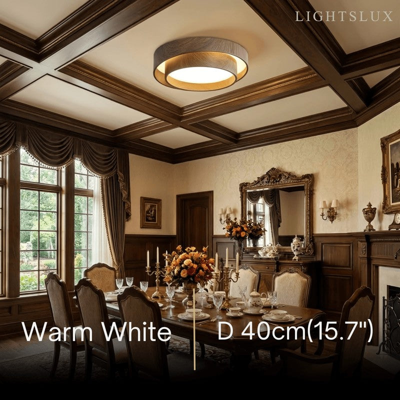 Ceiling Light Round Flush Mount - Wood Grain Finish