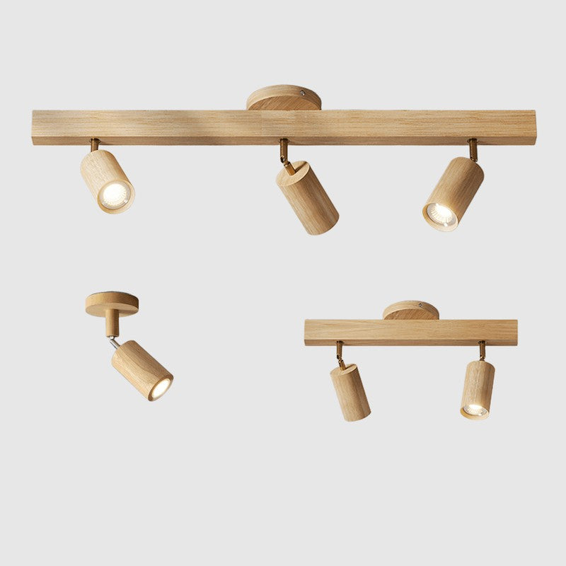 Ceiling Spotlight Lamp - Adjustable Wooden Track Light