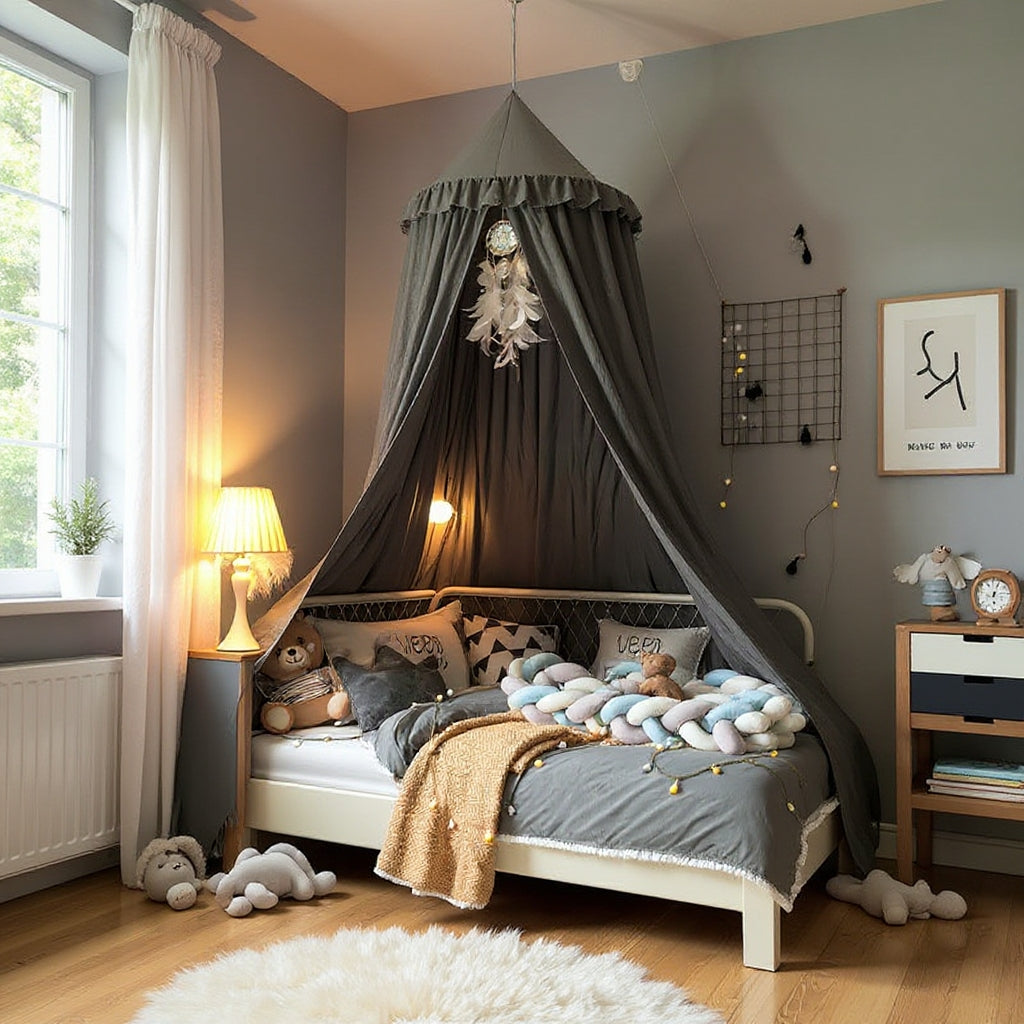 Children's Bed Canopy | Dreamy Tassel & Frill Hanging Canopy