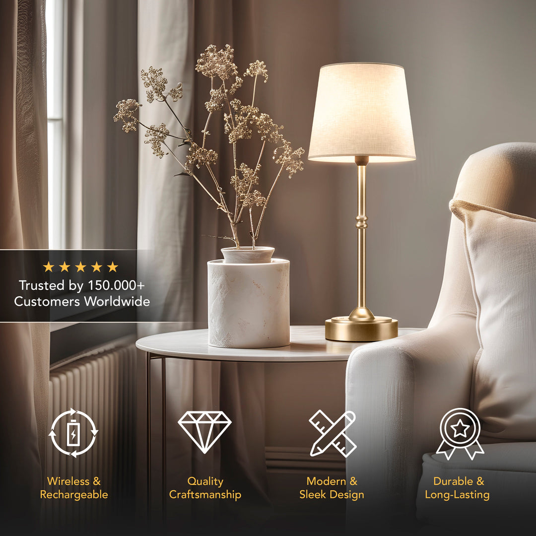 Classic Cordless Table Lamp | Elegant Rechargeable Bedside Lamp
