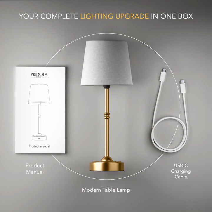 Classic Cordless Table Lamp | Elegant Rechargeable Bedside Lamp