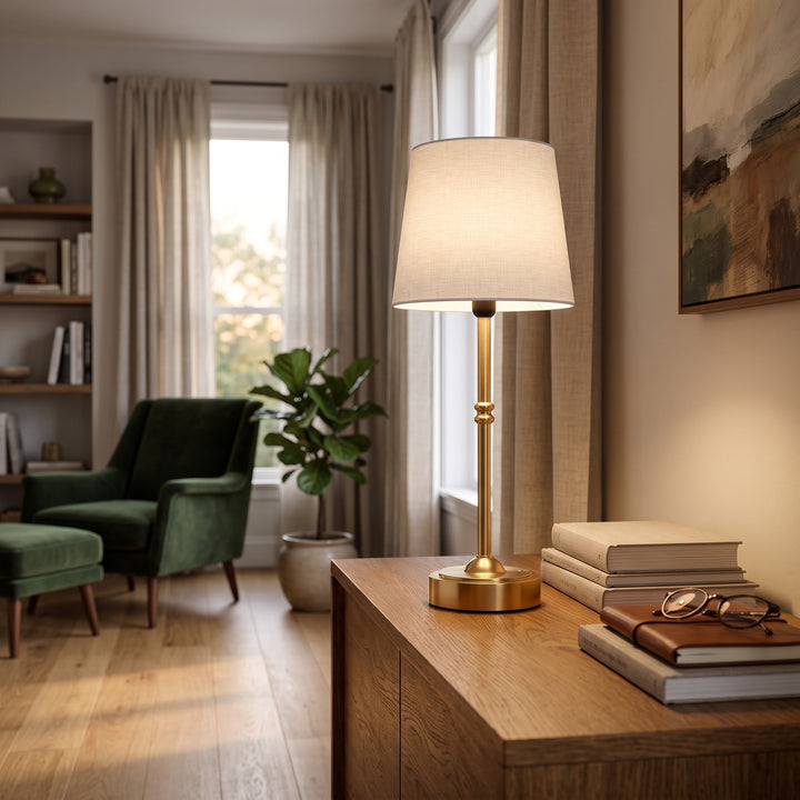 Classic Cordless Table Lamp styled in a home interior