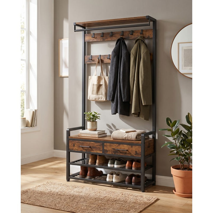 Coat Rack Hallway Unit with Shoe Rack and Drawers