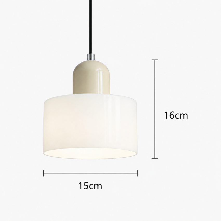 Coloured Glass Bauhaus Pendant Light | Retro Two-Tone Dining Pendant