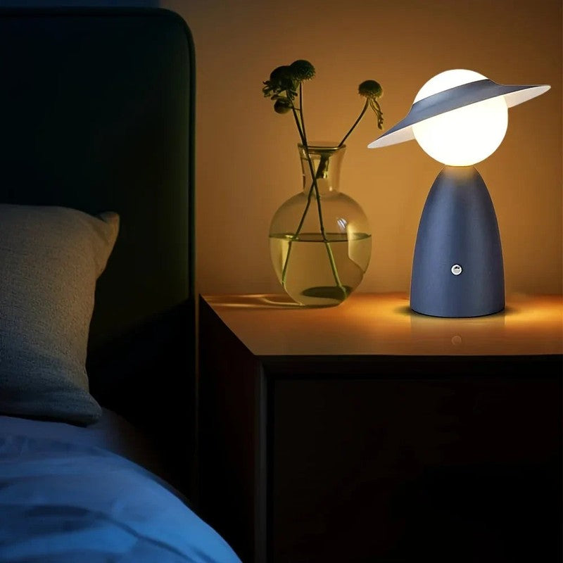 Cordless Bedside Lamp - UFO-Shaped LED Mood Light with Wireless Charging