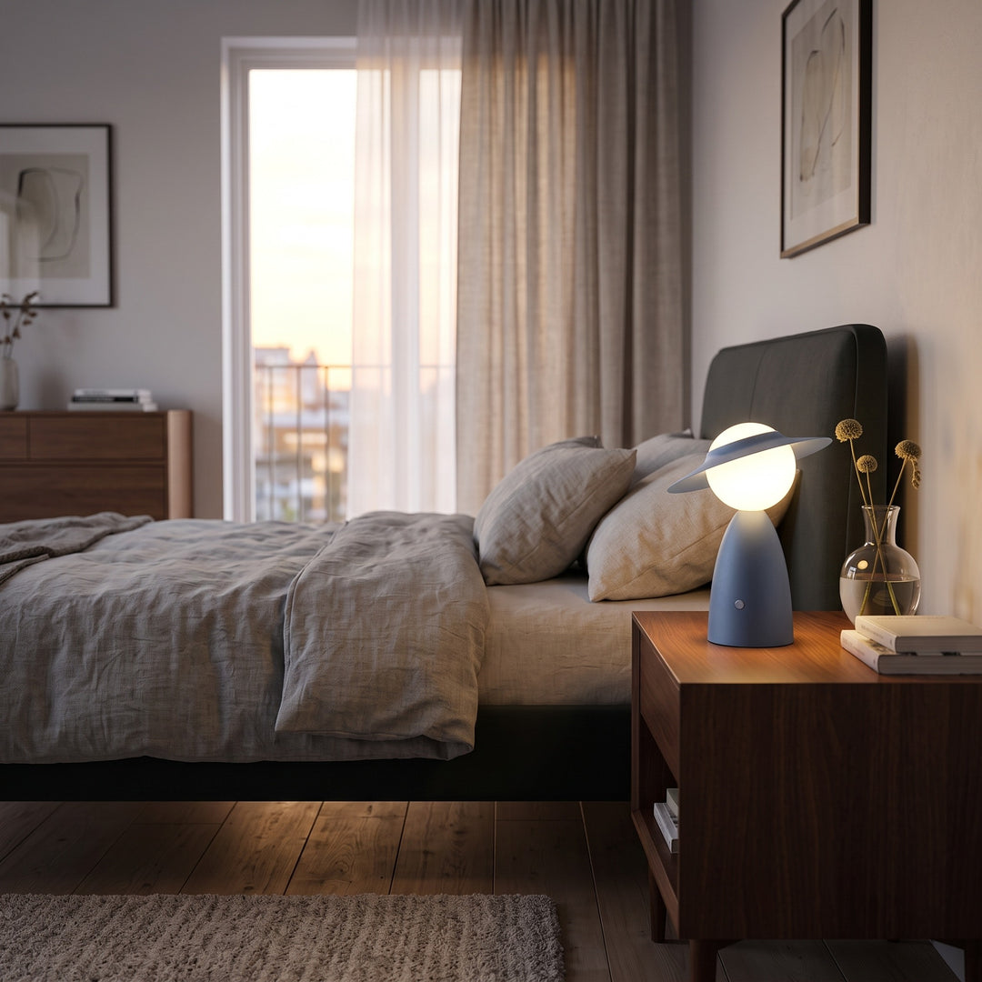 Cordless Bedside Lamp - UFO-Shaped LED Mood Light with Wireless Charging