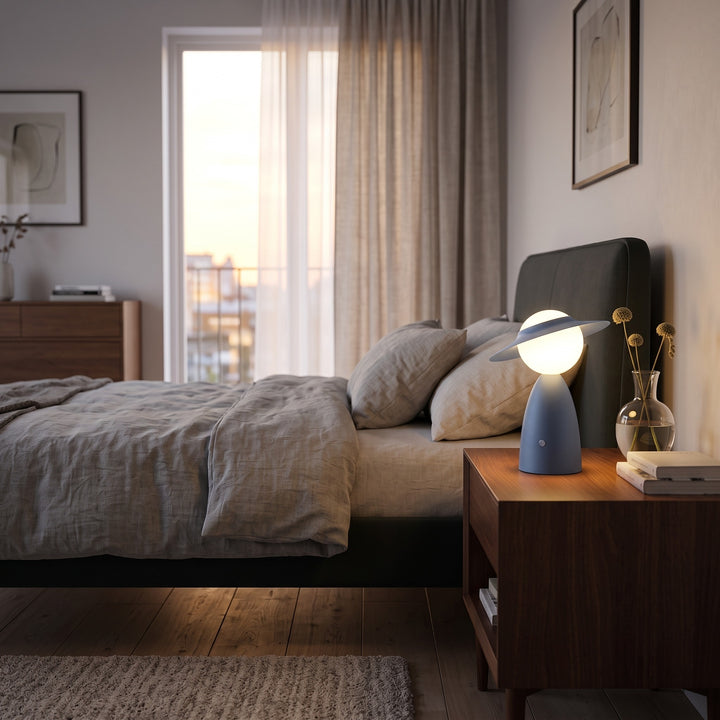 Cordless Bedside Lamp - UFO-Shaped LED Mood Light with Wireless Charging