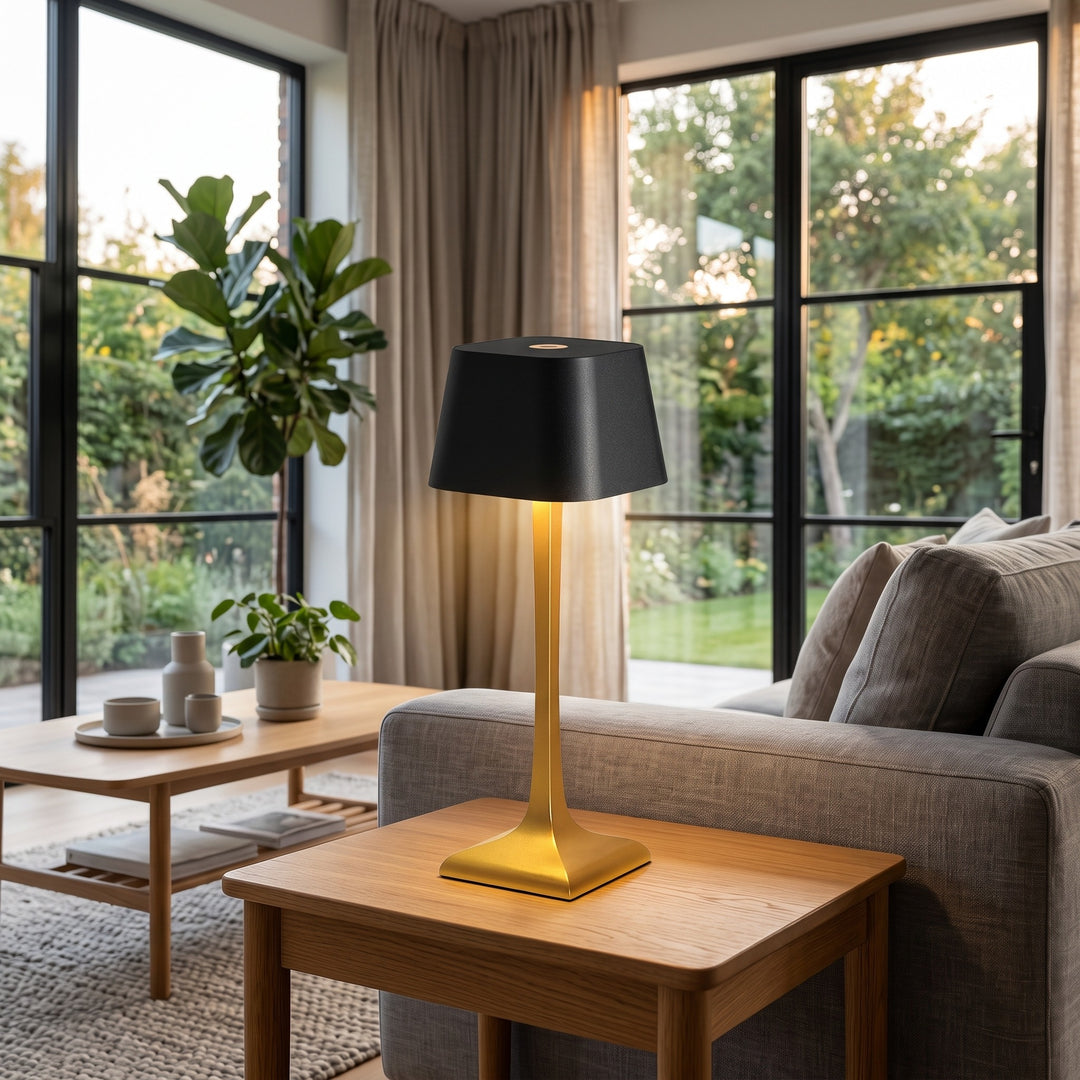Cordless Rechargeable Table Lamp - Empire Shade with Column Stem