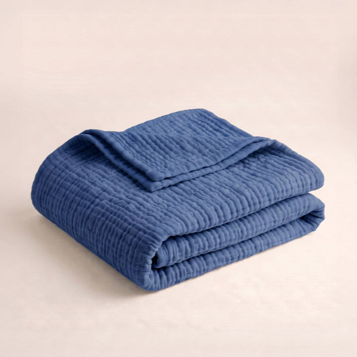 Cotton Muslin Blanket in Navy