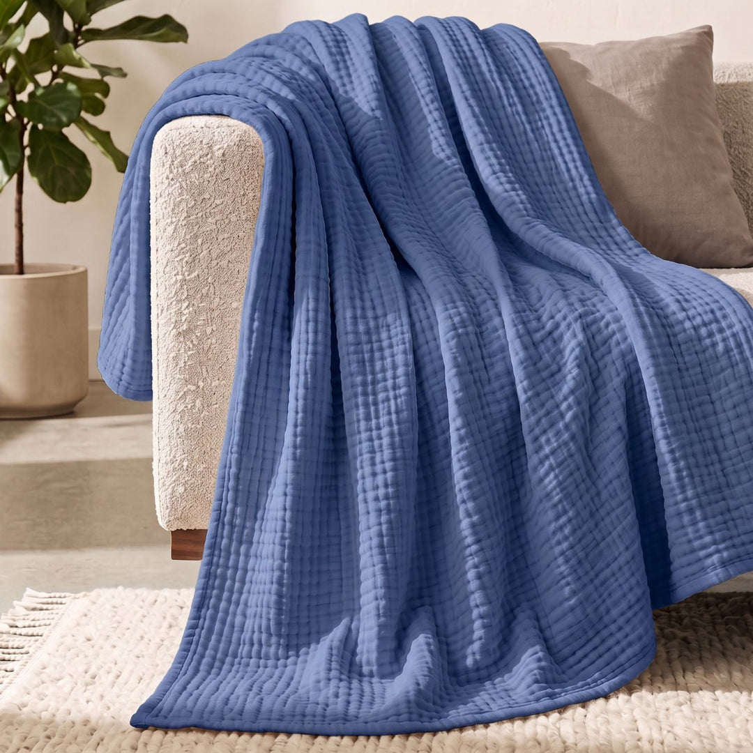 Cotton Muslin Blanket | Breathable Six-Layer Gauze Throw