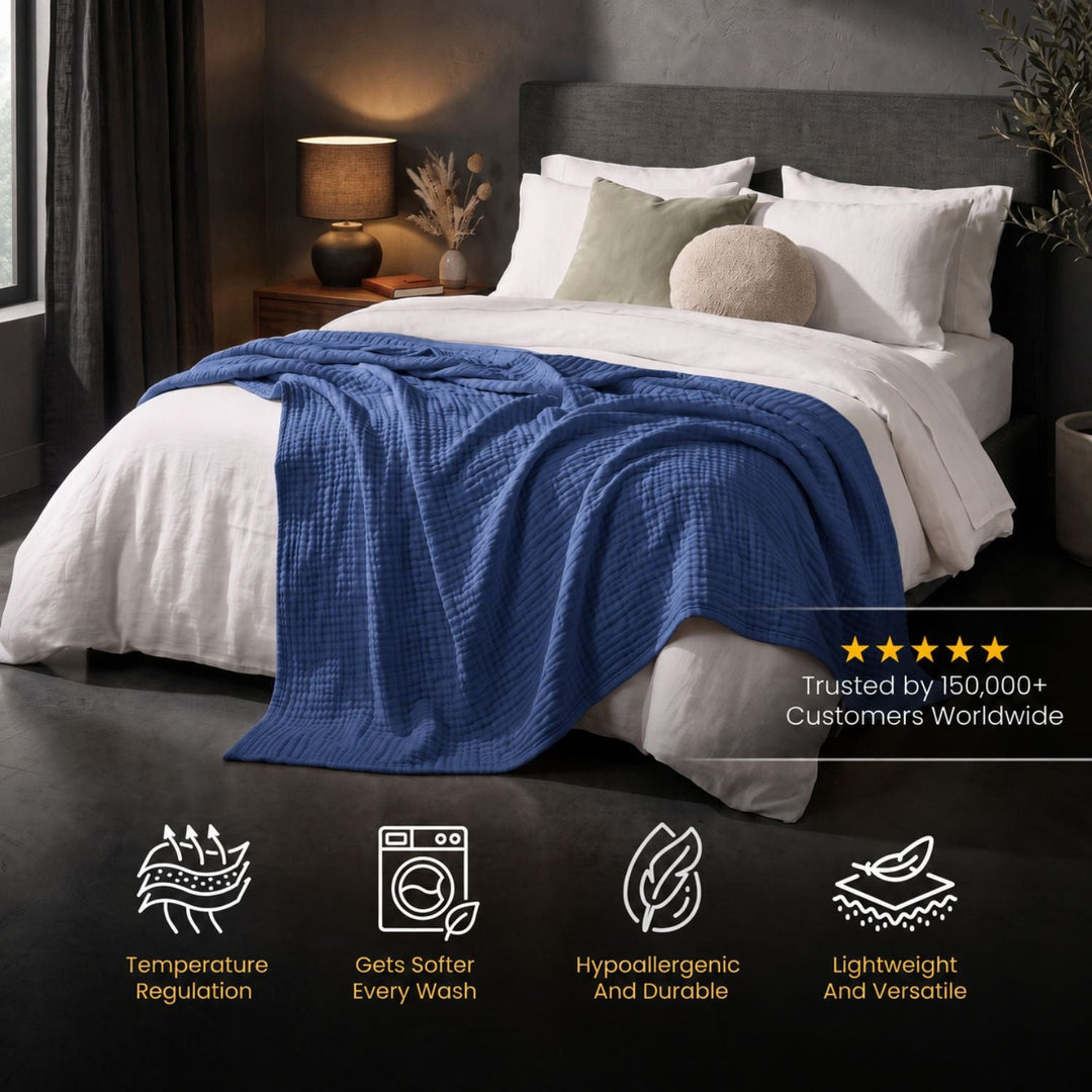 Cotton Muslin Blanket | Breathable Six-Layer Gauze Throw