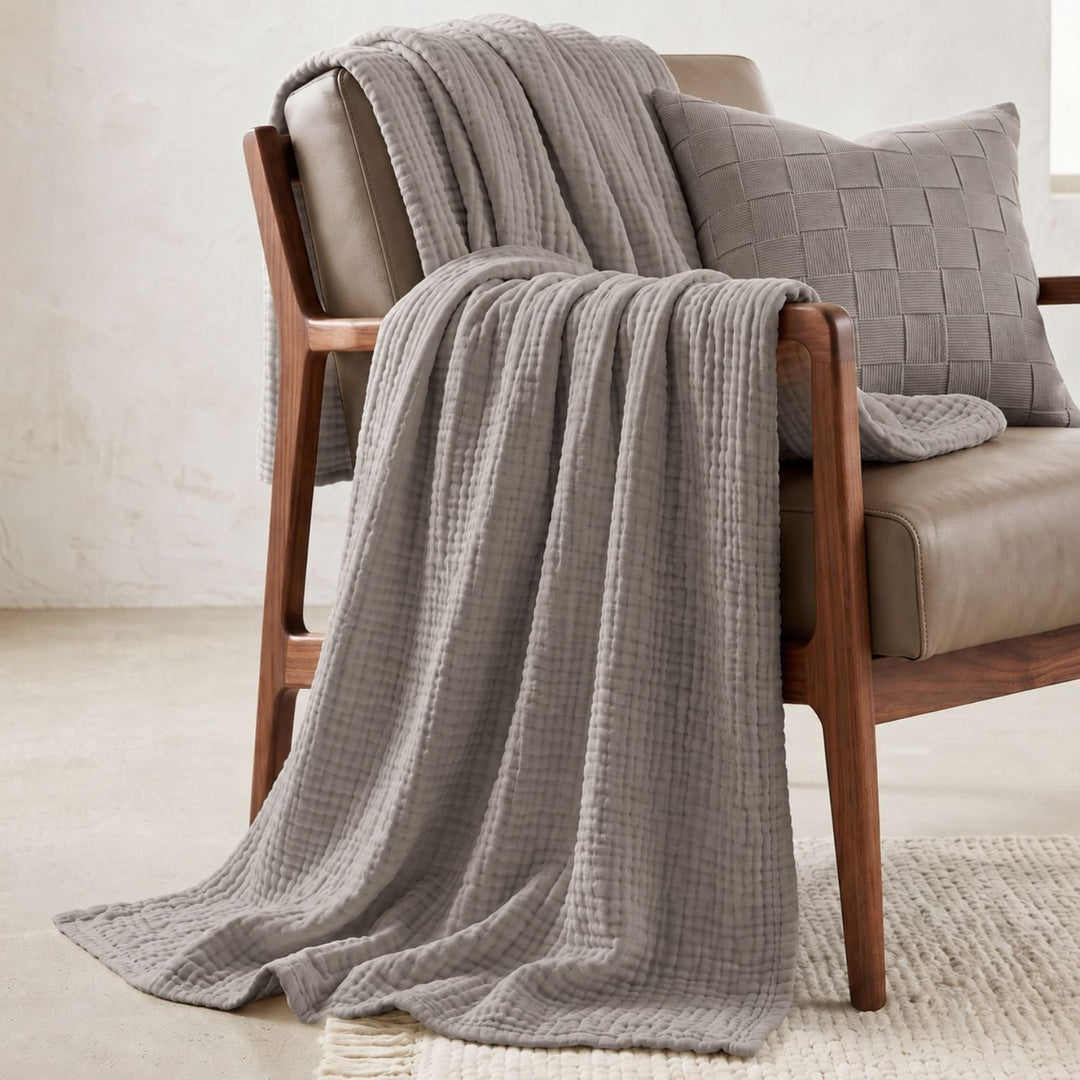 Cotton Muslin Blanket | Breathable Six-Layer Gauze Throw