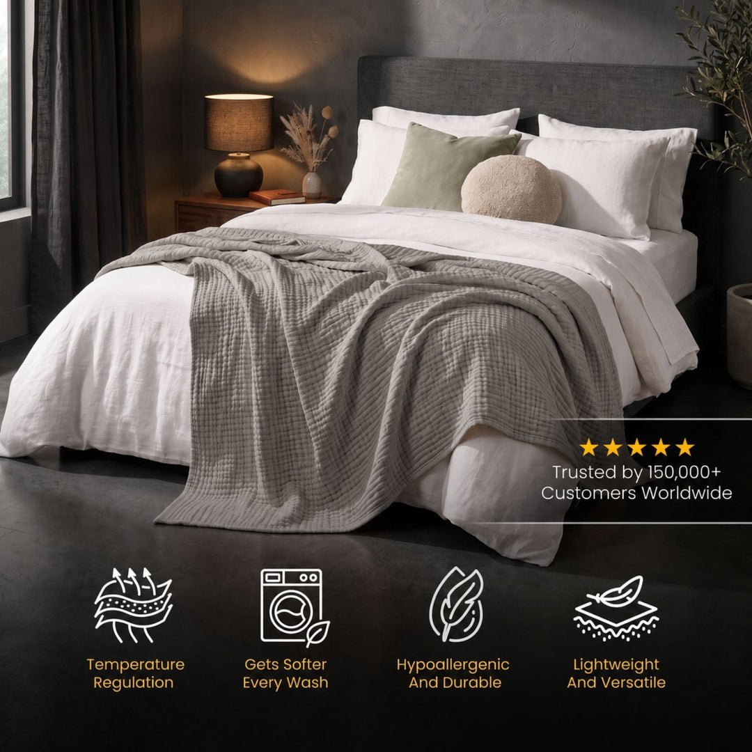 Cotton Muslin Blanket | Breathable Six-Layer Gauze Throw