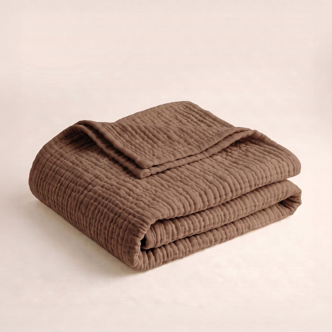 Cotton Muslin Blanket in Terracotta