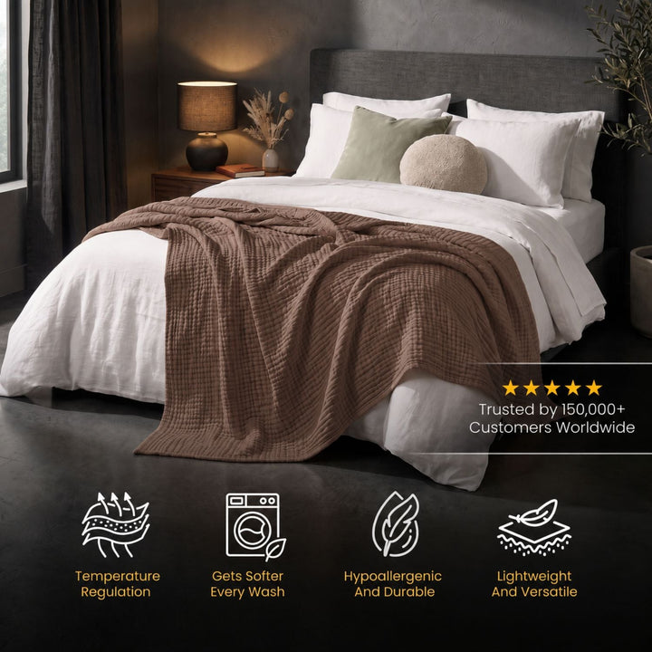 Cotton Muslin Blanket | Breathable Six-Layer Gauze Throw