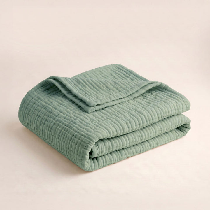 Cotton Muslin Blanket in Pastel Green