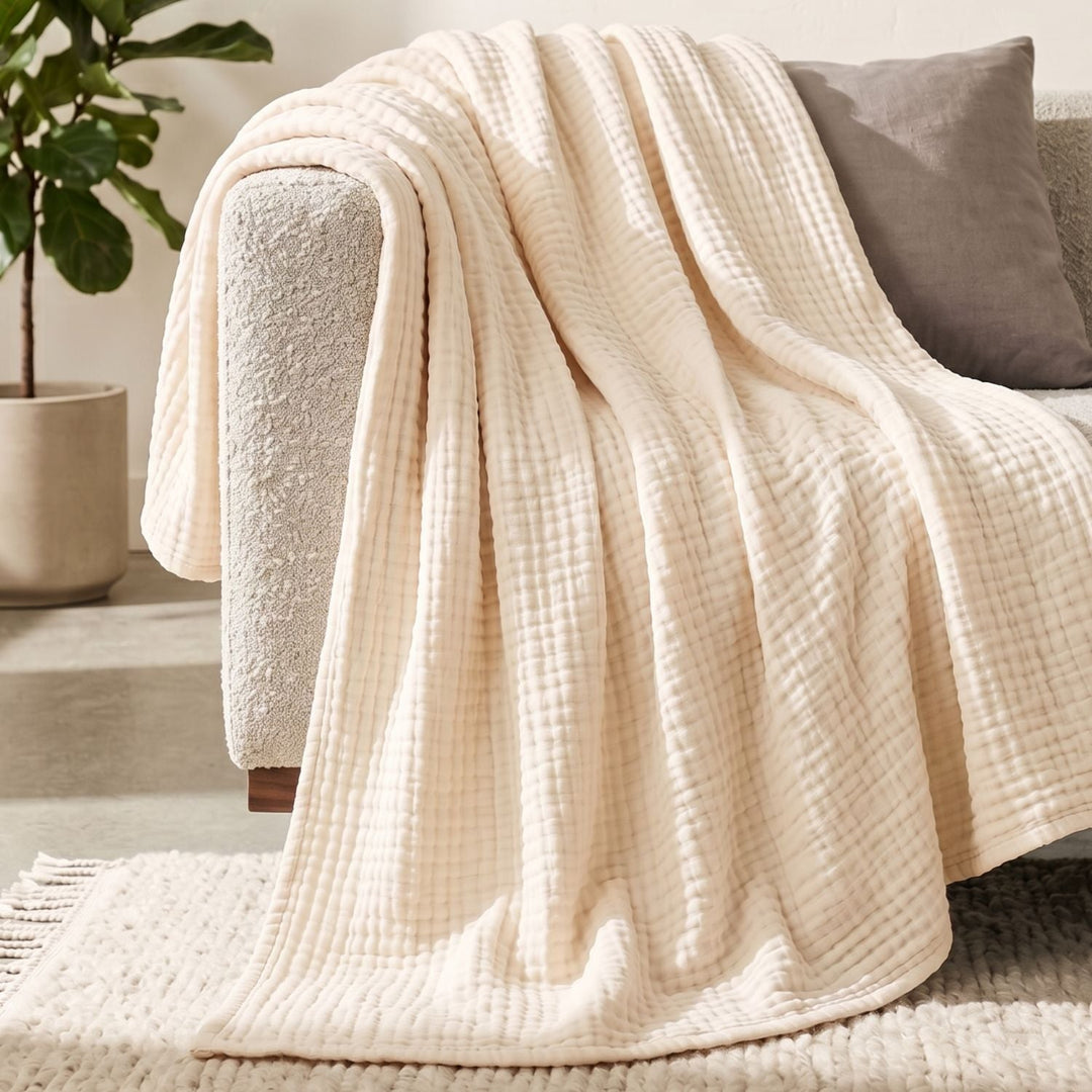 Cotton Muslin Blanket | Breathable Six-Layer Gauze Throw
