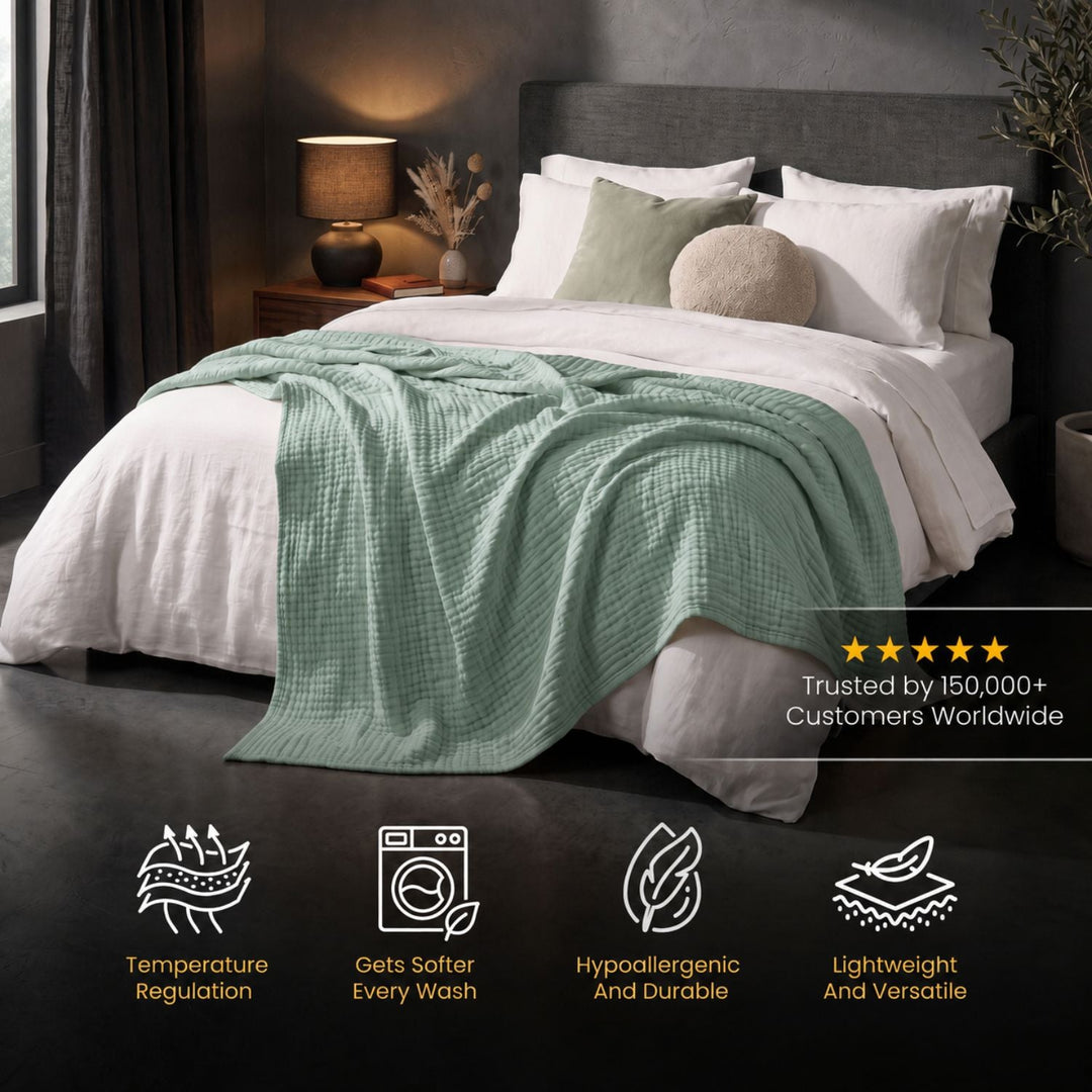 Cotton Muslin Blanket | Breathable Six-Layer Gauze Throw